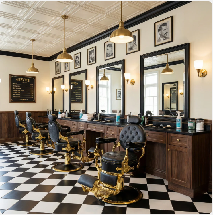 Premium barbershop interior with salon chairs